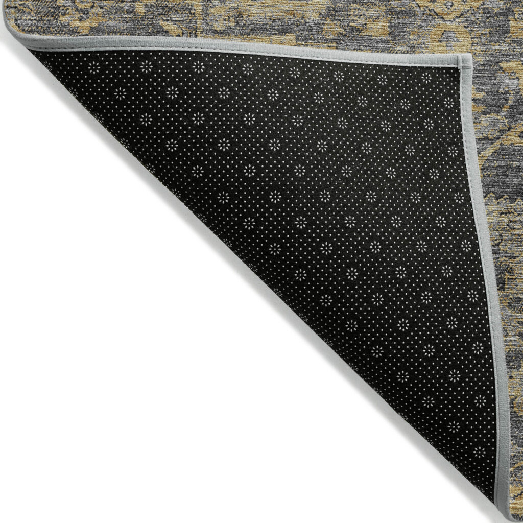 5' X 8' Gray Charcoal And Silver Oriental Washable Indoor Outdoor Area Rug