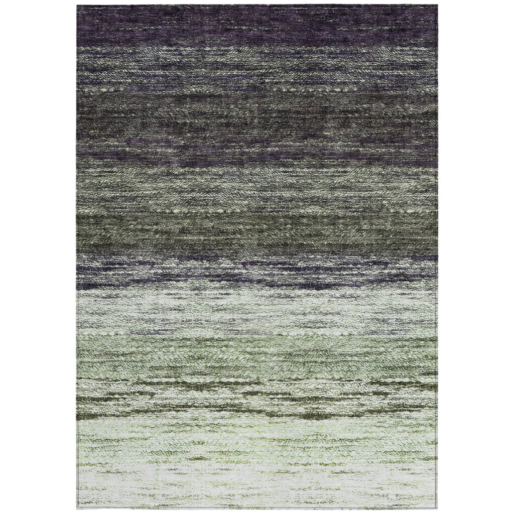 9' X 12' Green Ivory And Purple Ombre Washable Indoor Outdoor Area Rug