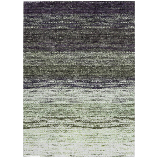 9' X 12' Green Ivory And Purple Ombre Washable Indoor Outdoor Area Rug