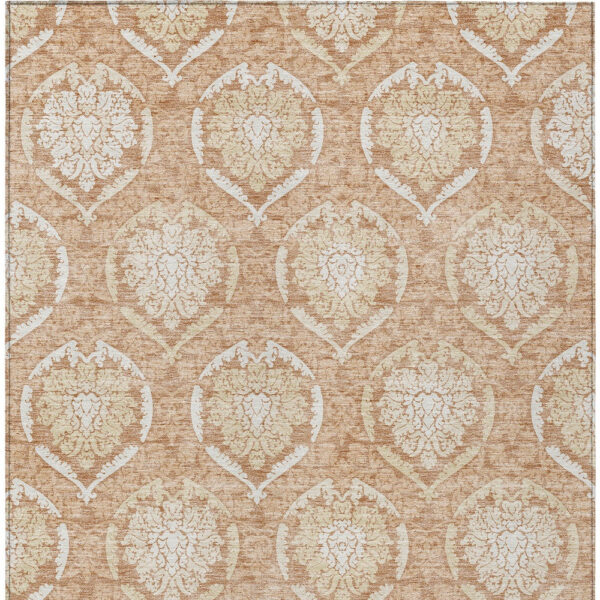 9' X 12' Salmon Copper And Ivory Medallion Washable Indoor Outdoor Area Rug