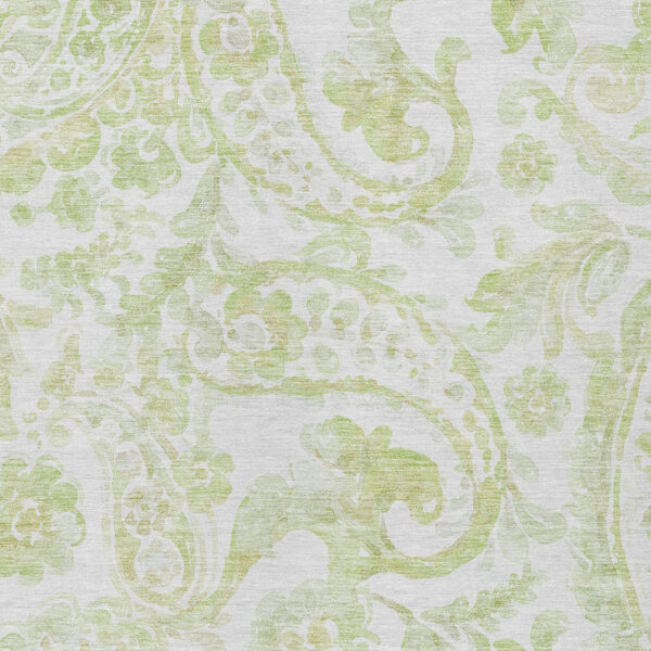 8' X 10' Sage Green And Ivory Paisley Washable Indoor Outdoor Area Rug