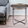 21" Bronze And Gray Steel Round Cross Legs End Table