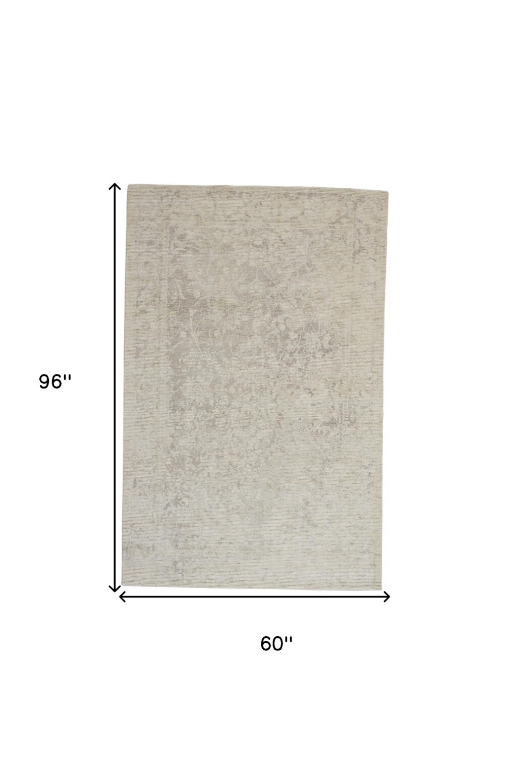 5' X 8' Ivory And Tan Abstract Hand Woven Area Rug