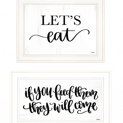 Set Of Two Lets Eat Or Feed Them 1 White Framed Print Wall Art