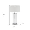 28" Nickel Glass Table Lamp With White Drum Shade