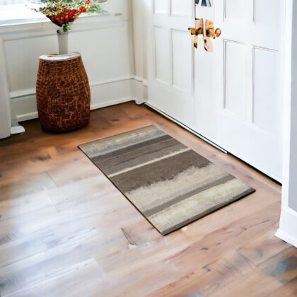 3' X 5' Brown and Ivory Abstract Area Rug