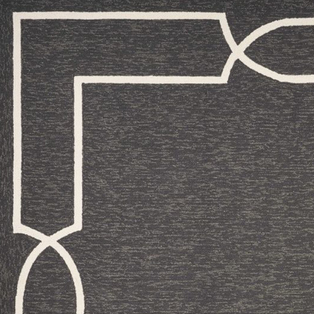 7' Black And White Square Geometric Indoor Outdoor Area Rug