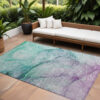 8' X 10' Green Abstract Washable Non Skid Indoor Outdoor Area Rug