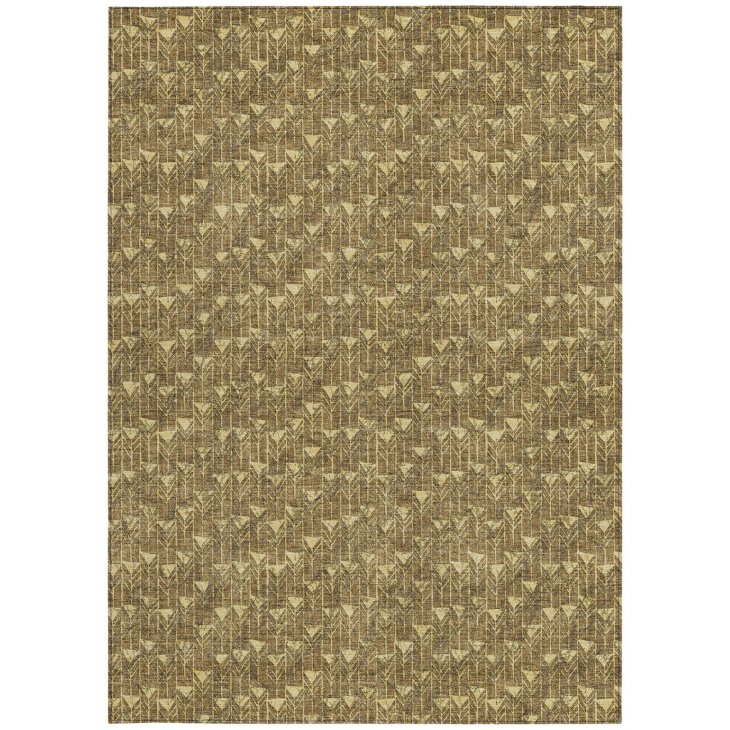 3' X 5' Brown Geometric Washable Non Skid Indoor Outdoor Area Rug