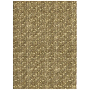 3' X 5' Brown Geometric Washable Non Skid Indoor Outdoor Area Rug