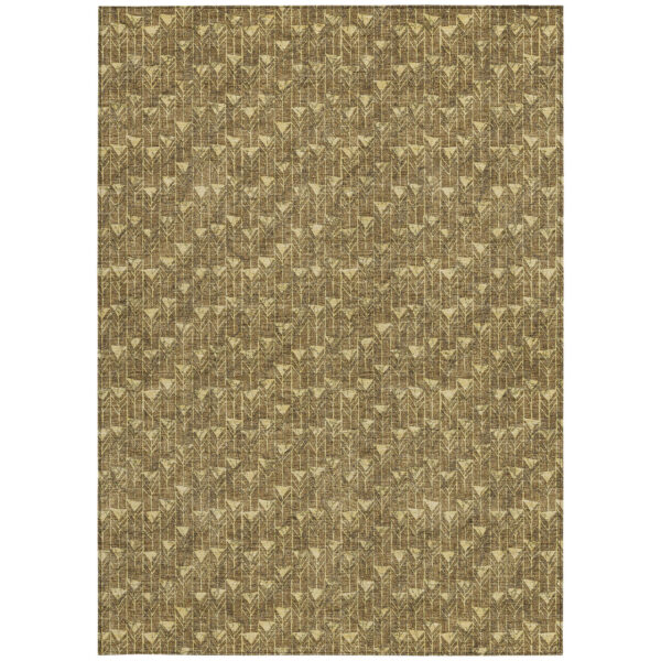 3' X 5' Brown Geometric Washable Non Skid Indoor Outdoor Area Rug