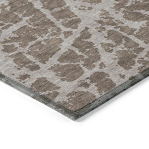 3' X 5' Brown Abstract Washable Non Skid Indoor Outdoor Area Rug
