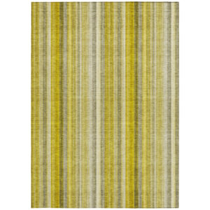 5' X 8' Gold Striped Washable Non Skid Indoor Outdoor Area Rug