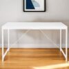47" White Wood and Stainless Steel Writing Desk