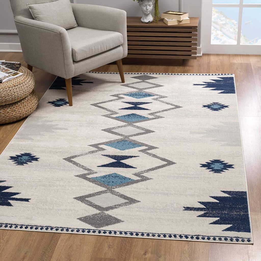 10' Cream Southwestern Dhurrie Runner Rug