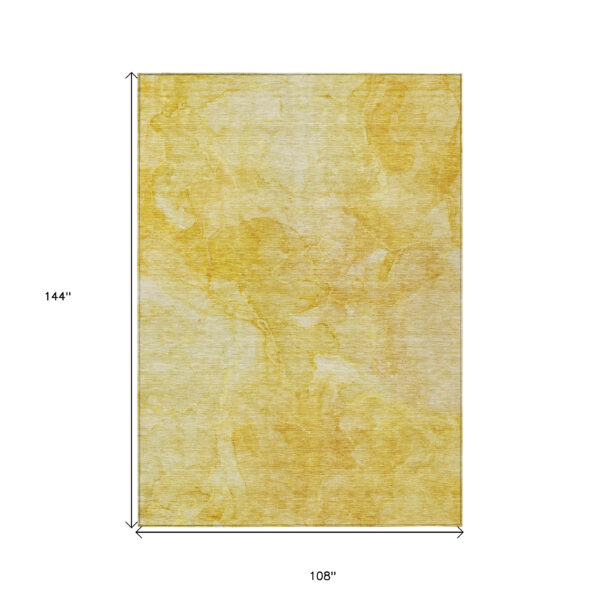 9' X 12' Gold And Yellow Nautical Washable Indoor Outdoor Area Rug