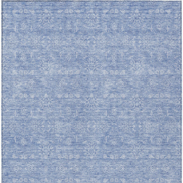 8' X 10' Sky Blue And Ivory Floral Washable Indoor Outdoor Area Rug