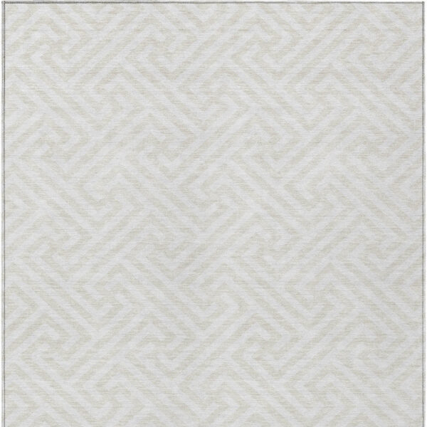 3' X 5' Ivory And Beige Geometric Washable Indoor Outdoor Area Rug