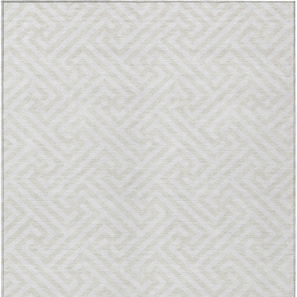 3' X 5' Ivory And Beige Geometric Washable Indoor Outdoor Area Rug