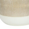 27" Brown and White Ceramic Round Table Lamp With Beige Drum Shade