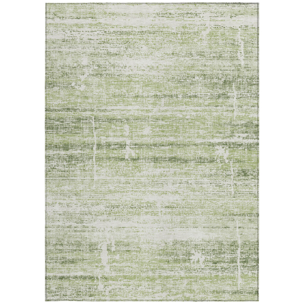 3' X 5' Artichoke Green Green And Ivory Abstract Washable Indoor Outdoor Area Rug