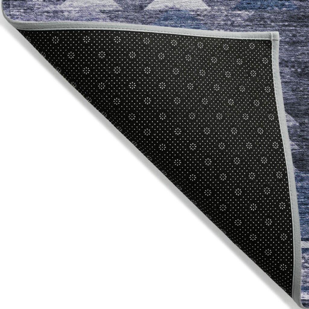 3' X 5' Navy Blue And Sky Blue Southwestern Washable Indoor Outdoor Area Rug