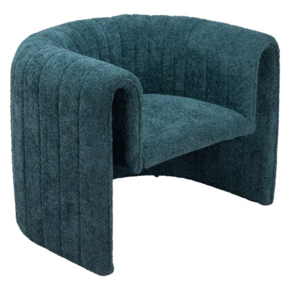 37" Aquamarine Sherpa And Upholstered Tufted Arm Chair