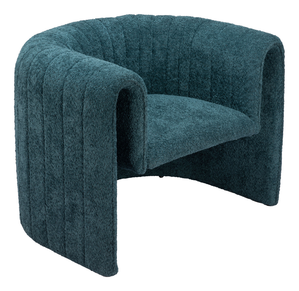 37" Aquamarine Sherpa And Upholstered Tufted Arm Chair
