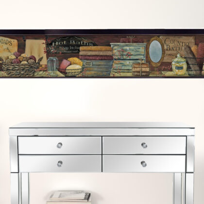 Set Of Three Country Bath 6 Black Framed Print Bathroom Wall Art