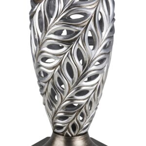 16" Gray and Silver Leaf Polyresin Round Urn Vase