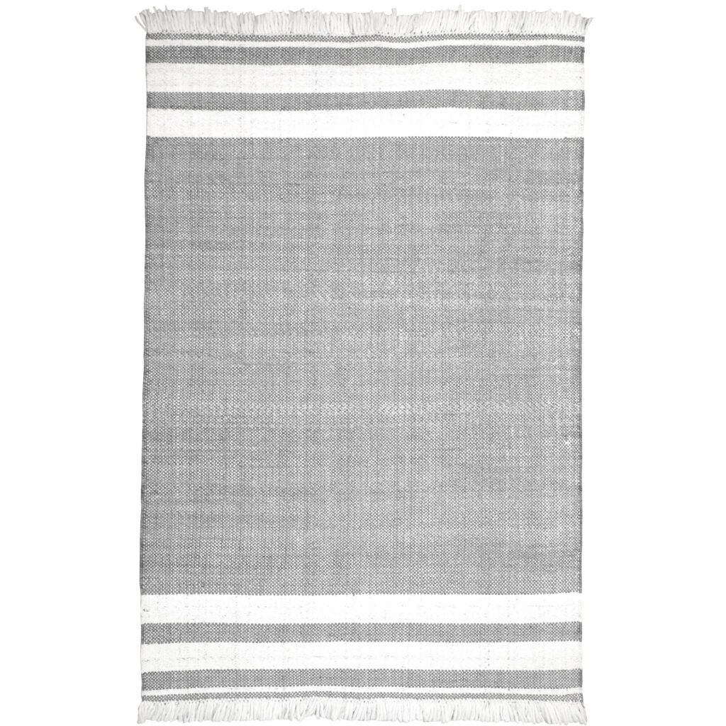 9' X 12' Gray Striped Handmade Stain Resistant Non Skid Indoor Outdoor Area Rug