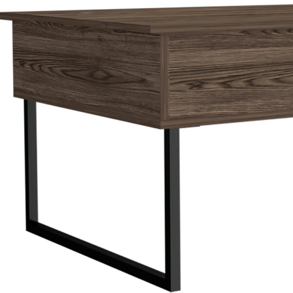 41" Brown And Black Wood And Metal Lift Top Coffee Table