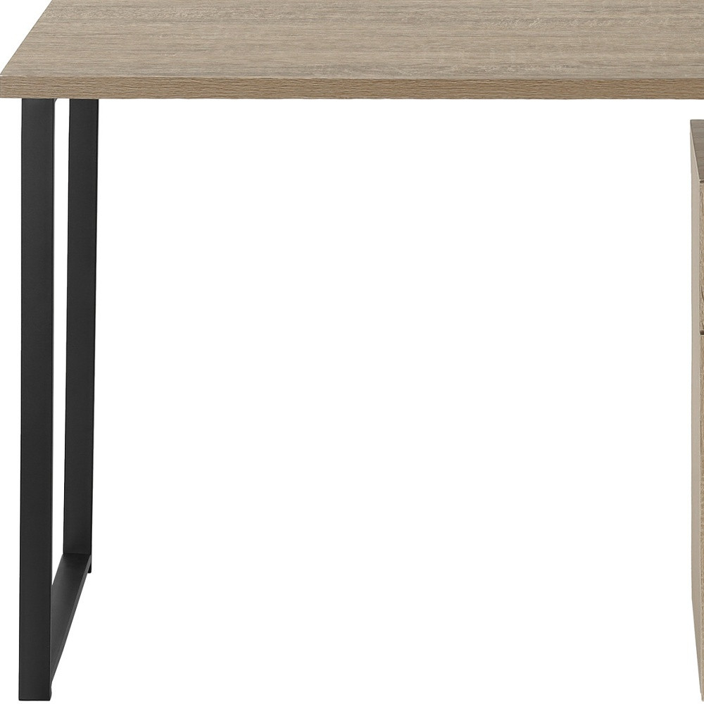 47" Taupe and Black Wood and Metal Computer Desk