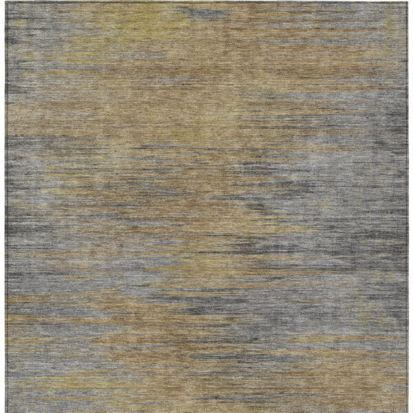 9' X 12' Brown Gold And Taupe Abstract Washable Indoor Outdoor Area Rug