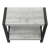22" Gray And Black Wood And Metal Frame End Table With Shelf