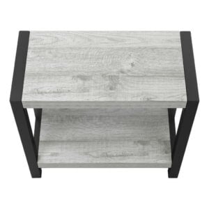 22" Gray And Black Wood And Metal Frame End Table With Shelf