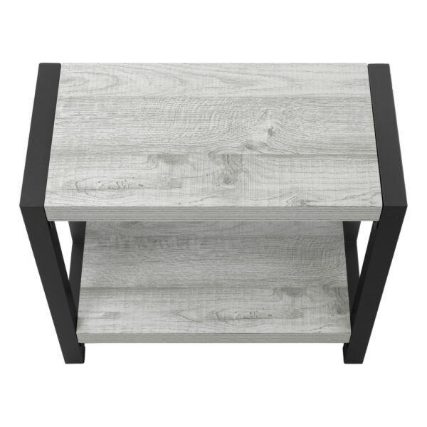 22" Gray And Black Wood And Metal Frame End Table With Shelf