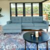 Blue Polyester Blend Stationary L Shaped Two Piece Corner Sectional
