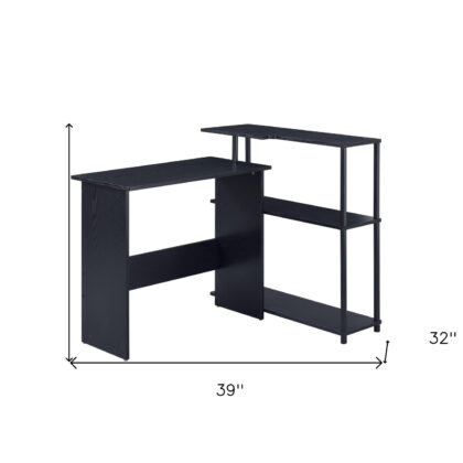 39" Black L Shape Writing Desk