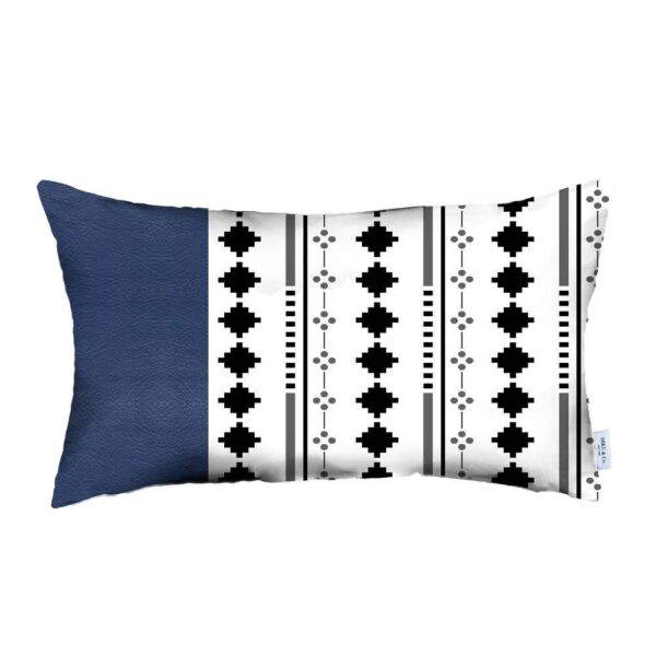 20" X 12" Navy Blue Faux Leather Diamond Zippered Pillow