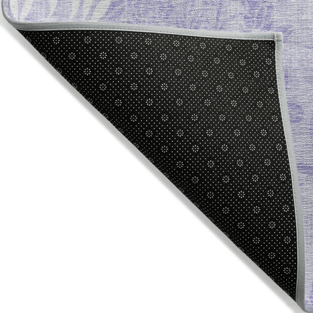 5' X 8' Lilac Purple And Ivory Floral Washable Indoor Outdoor Area Rug