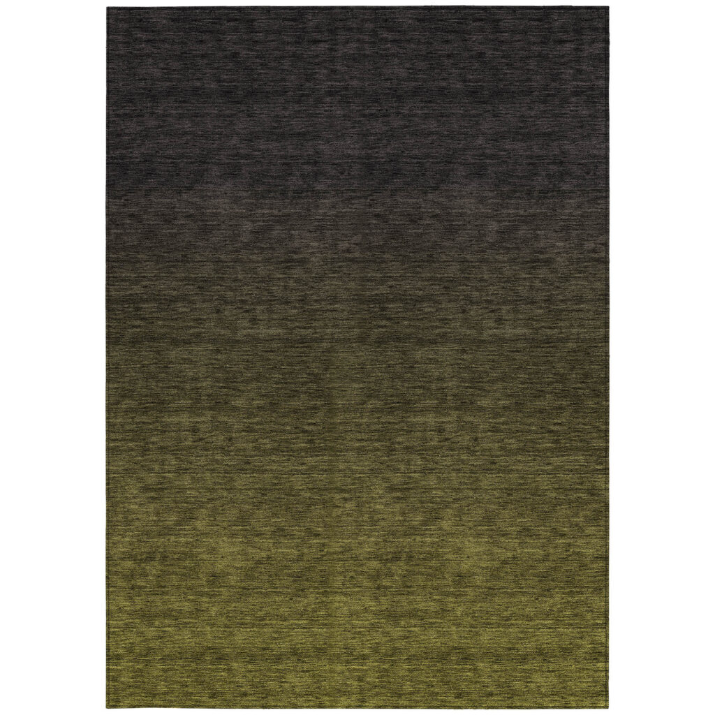 8' X 10' Olive Green And Charcoal Abstract Washable Indoor Outdoor Area Rug