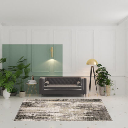 6' X 9' Grey Beige Charcoal Brown Tan And Ivory Abstract Power Loom Stain Resistant Area Rug