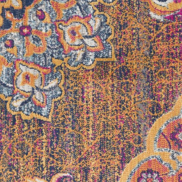 2’ X 4’ Rustic Orange Medallion Area Rug