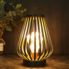 9" Black Metal Bedside LED Table Lamp With Brown and Black Novelty Shade