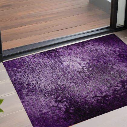 2' X 3' Purple Washable Non Skid Indoor Outdoor Area Rug