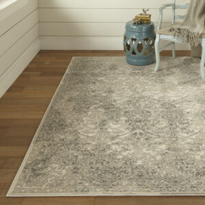10' X 13' Ivory Gray And Black Abstract Stain Resistant Area Rug