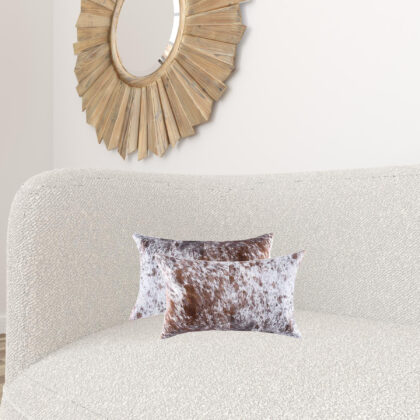 12" X 20" X 5" Salt And Pepper White And Brown Cowhide  Pillow 2 Pack