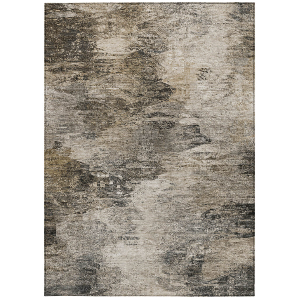 5' X 8' Taupe Beige And Brown Abstract Washable Indoor Outdoor Area Rug