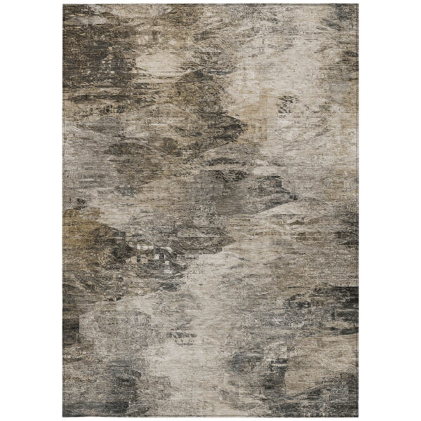 5' X 8' Taupe Beige And Brown Abstract Washable Indoor Outdoor Area Rug